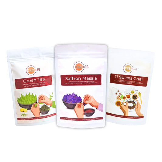 Saffron Masala, 11 Spices & Green Tea Combo - ChaiBag