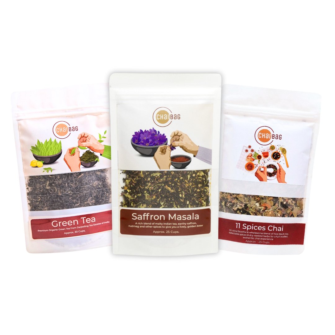 Saffron Masala, 11 Spices & Green Tea Combo - ChaiBag